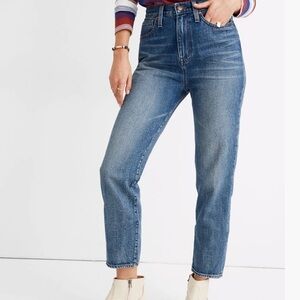NEW Madewell The Mom Jean Size 36 High Rise Downey Wash Lightly Distressed